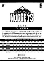 Back Of Card | Ty Lawson Basketball Cards 2014 Panini Hoops