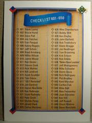 Front | Checklist Baseball Cards 1991 Upper Deck