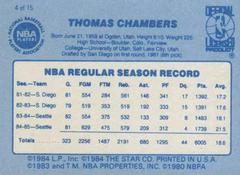 Back Side | Tom Chambers Basketball Cards 1986 Star Best Of The Best