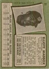 Back | Elliott Maddox Baseball Cards 1971 Topps