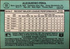 Back | Alejandro Pena Baseball Cards 1991 Donruss