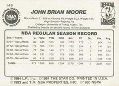 Back Side | Johnny Moore Basketball Cards 1986 Star