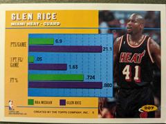 Glen Rice Rear | Glen Rice Basketball Cards 1994 Topps