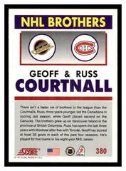 Back Of Card  | Geoff Courtnall, Russ Courtnall Hockey Cards 1991 Score American