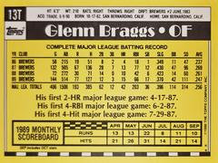 Rear | Glenn Braggs Baseball Cards 1990 Topps Traded Tiffany