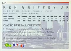 Card Back | Ken Griffey Jr. [Series I] Baseball Cards 1992 Classic