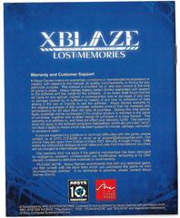 Manual-Back | XBlaze Lost: Memories Playstation 3