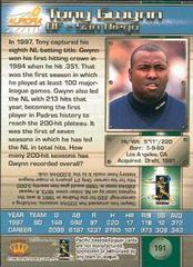 Back | Tony Gwynn Baseball Cards 1998 Pacific Aurora