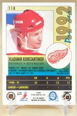 Back Of Card  | Vladimir Konstantinov [Correct Photo on Back] Hockey Cards 1991 O-Pee-Chee Premier