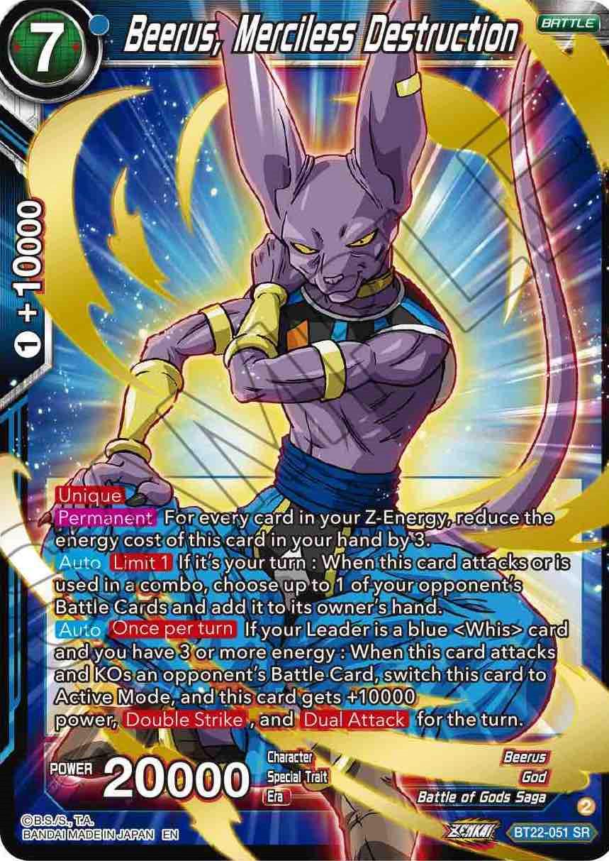 Beerus, Merciless Destruction BT22-051 Dragon Ball Super Critical Blow