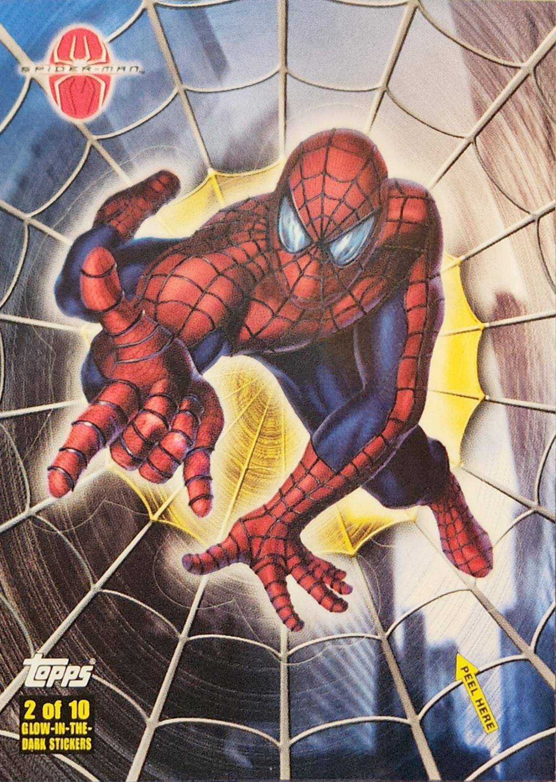 Spider-Man Reaching Out [Spider-Sense Glow Puzzle Stickers] #2 Marvel 2002 Topps Spider-Man Movie