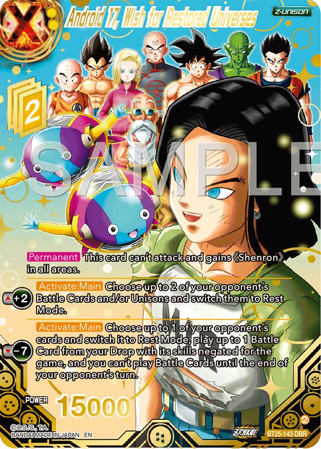 Android 17, Wish for Restored Universes [DBR Foil] BT25-143 Dragon Ball Super Legend of the Dragon Balls