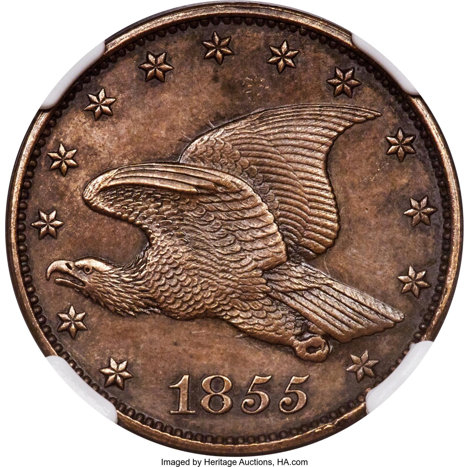 1855 Coins Flying Eagle Penny