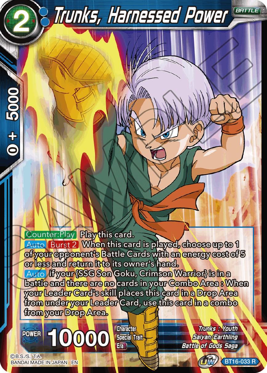 Trunks, Harnessed Power [Foil] BT16-033 Dragon Ball Super Realm of the Gods