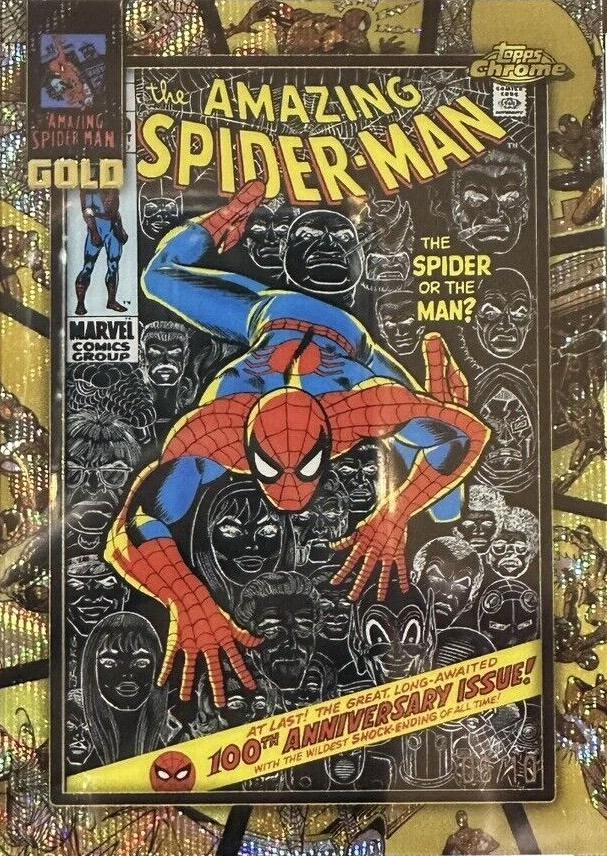 The Amazing Spider-man 100 [Black Wave] #SG-7 Marvel 2024 Topps Chrome Spider-Man Gold