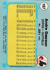 Back Of Card | Andre Dawson Baseball Cards 1982 Fleer