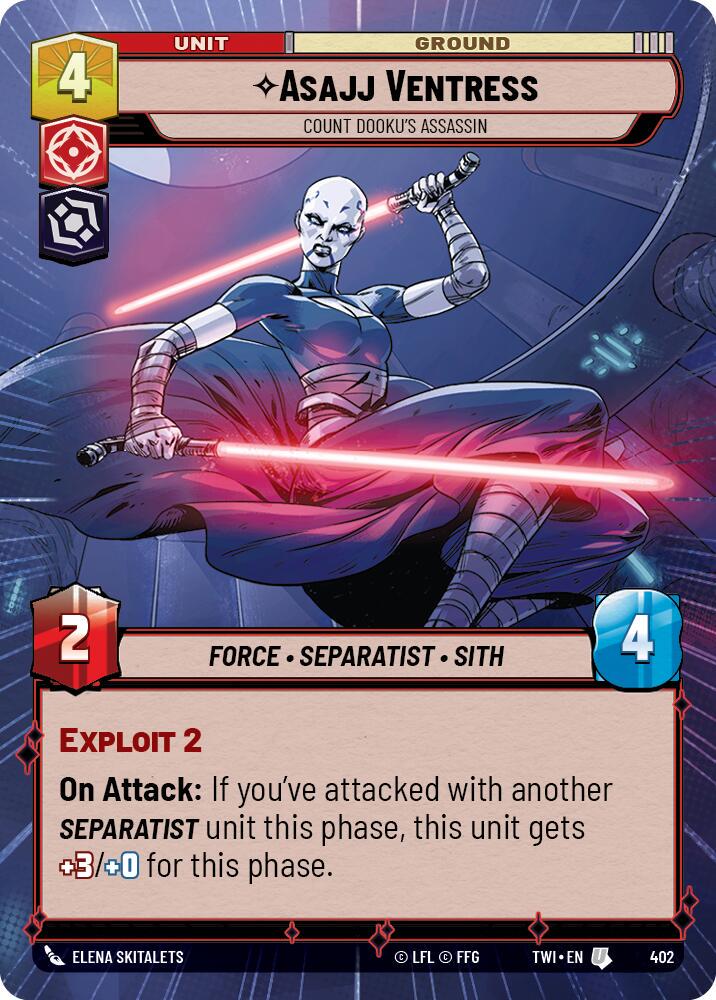 Asajj Ventress - Count Dooku's Assassin [Hyperspace Foil] #402 Star Wars Unlimited: Twilight of the Republic