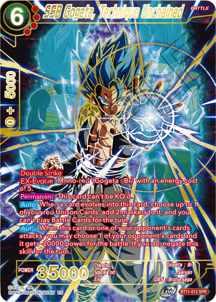 SSB Gogeta, Technique Unchained [SPR] BT11-012 Dragon Ball Super Vermilion Bloodline