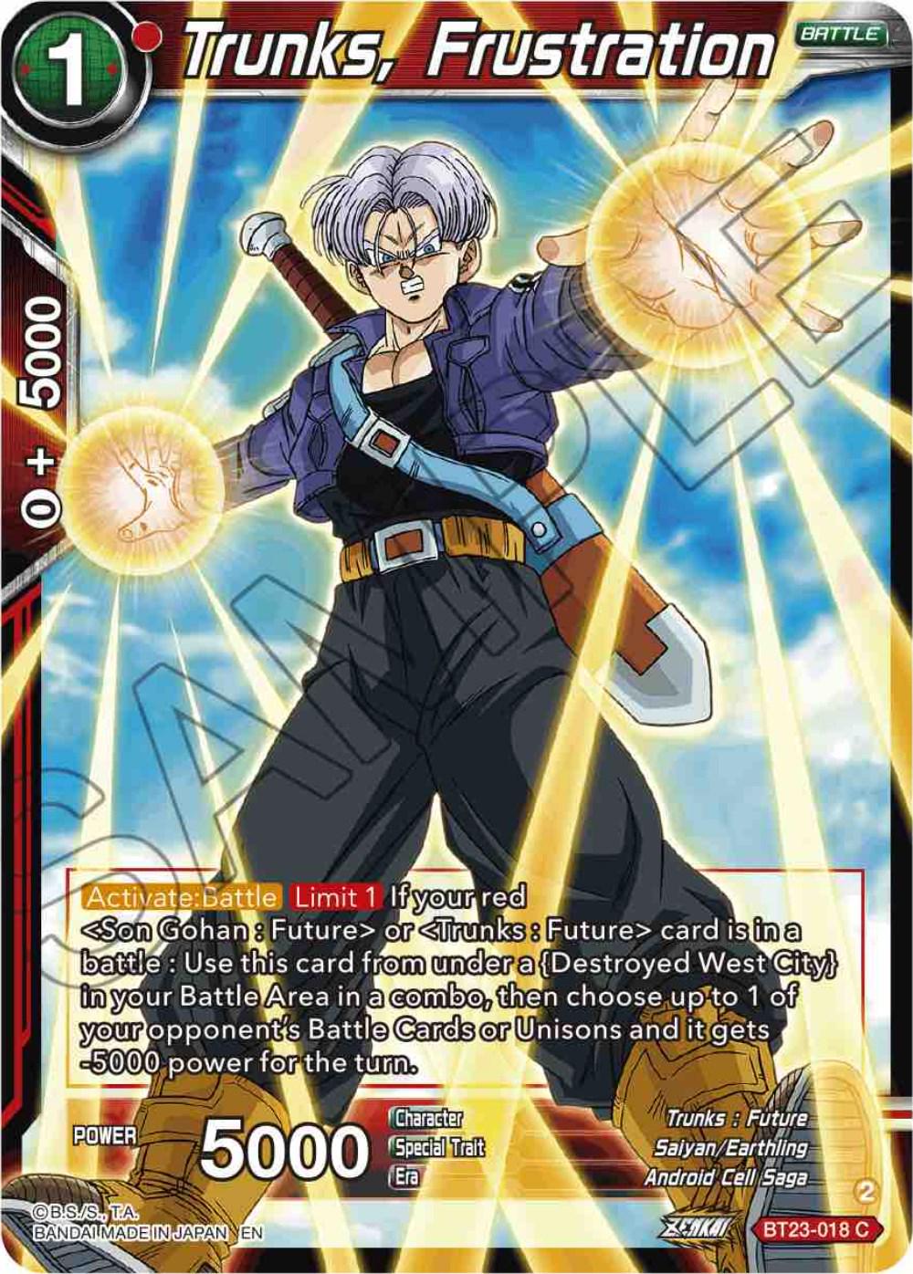 Trunks, Frustration BT23-018 Dragon Ball Super Perfect Combination