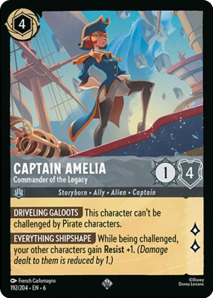 Captain Amelia - Commander of the Legacy  [Foil] #192 Lorcana Azurite Sea