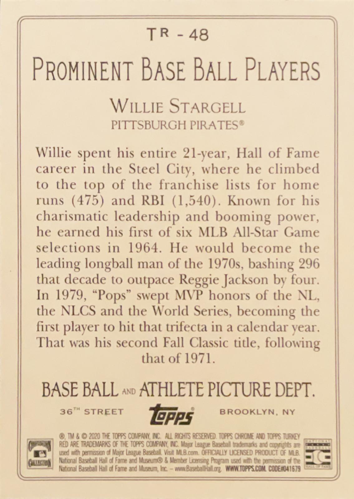 Willie Stargell #TR-48 Prices | 2020 Topps Update Turkey Red | Baseball ...