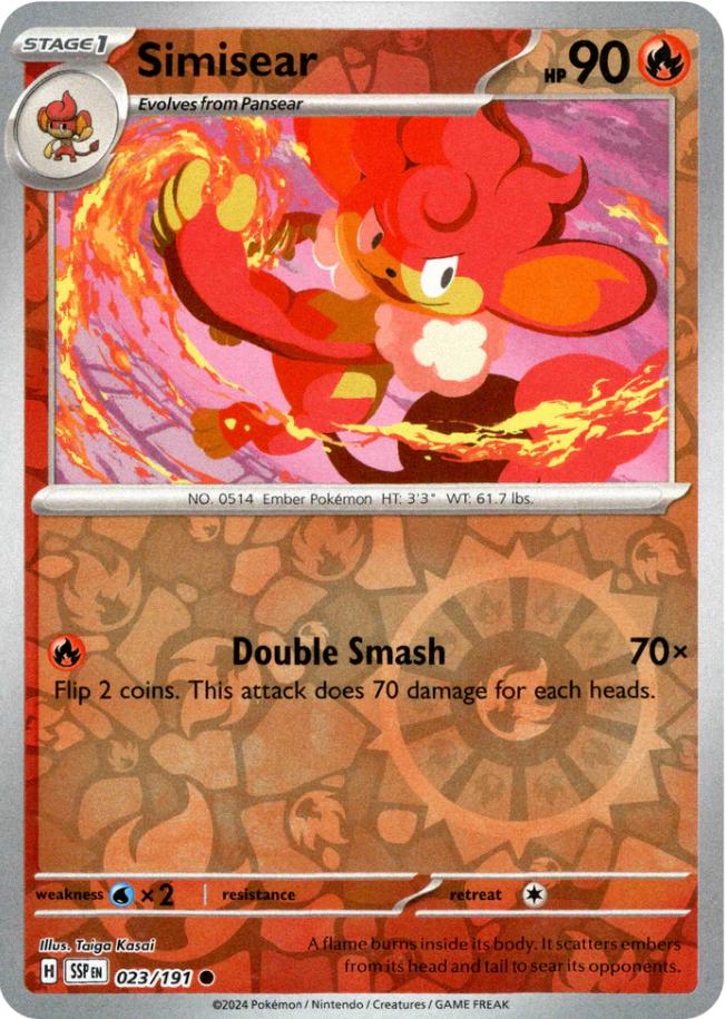 Simisear [Reverse Holo] #23 Precios | Pokemon Surging Sparks | Tarjetas ...
