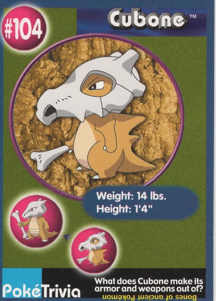 Cubone #104 Pokemon Burger King