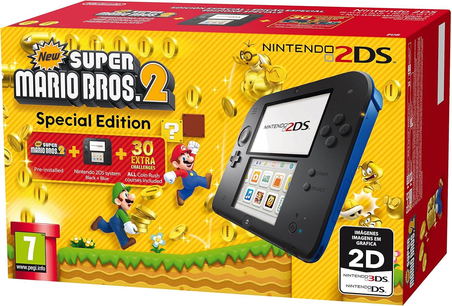 Nintendo 2DS Black + Blue [New Super Mario Bros. 2 Pre-installed] PAL Nintendo 3DS