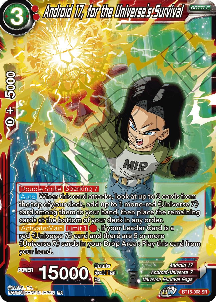 Android 17, for the Universe's Survival [Foil] BT16-008 Dragon Ball Super Realm of the Gods