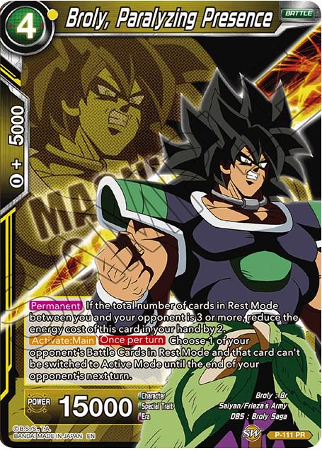 Broly, Paralyzing Presence P-111 Dragon Ball Super Magnificent Collection Forsaken Warrior