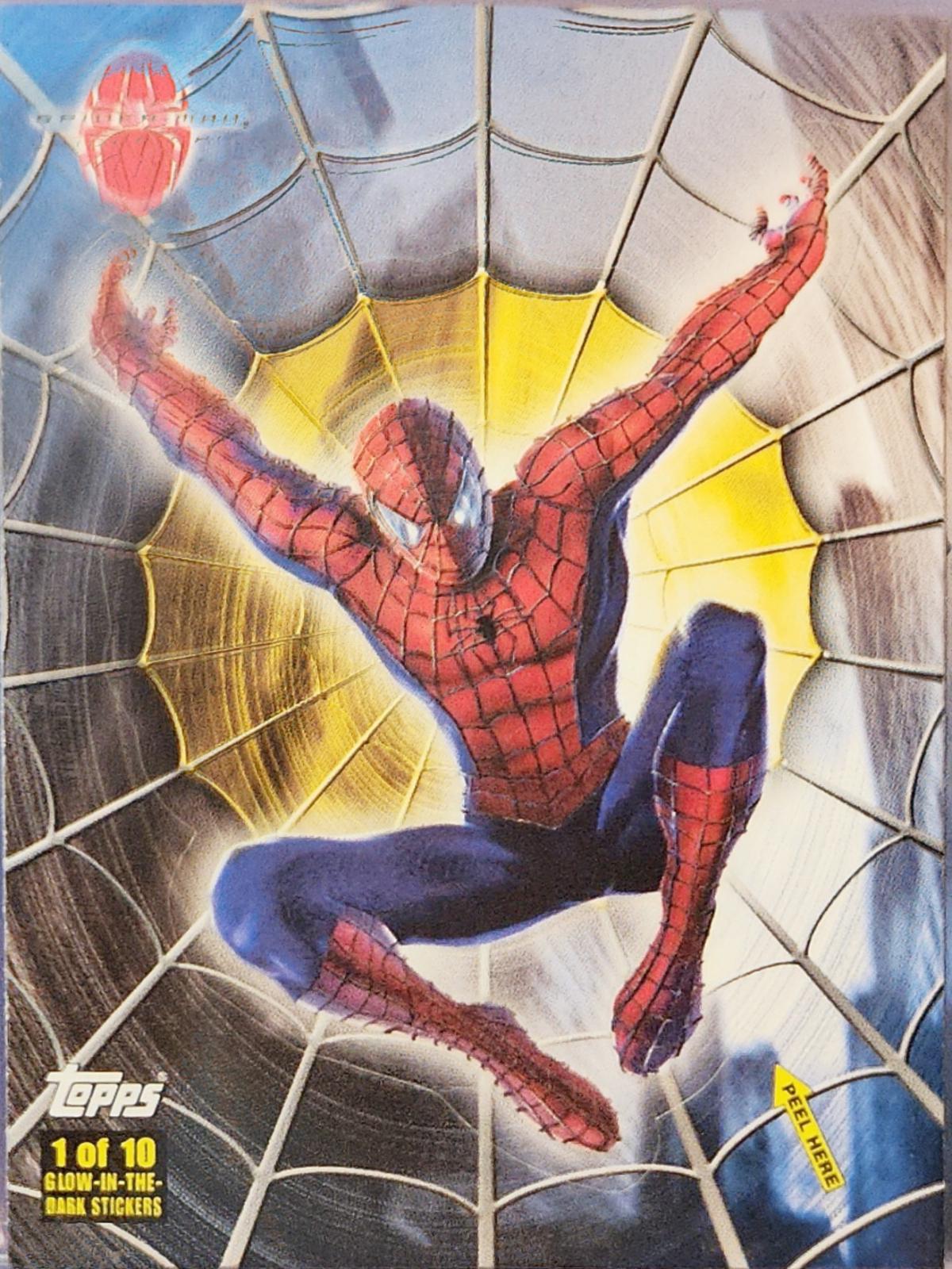 Spider-Man Jumping [Spider-Sense Glow Puzzle Stickers] #1 Marvel 2002 Topps Spider-Man Movie