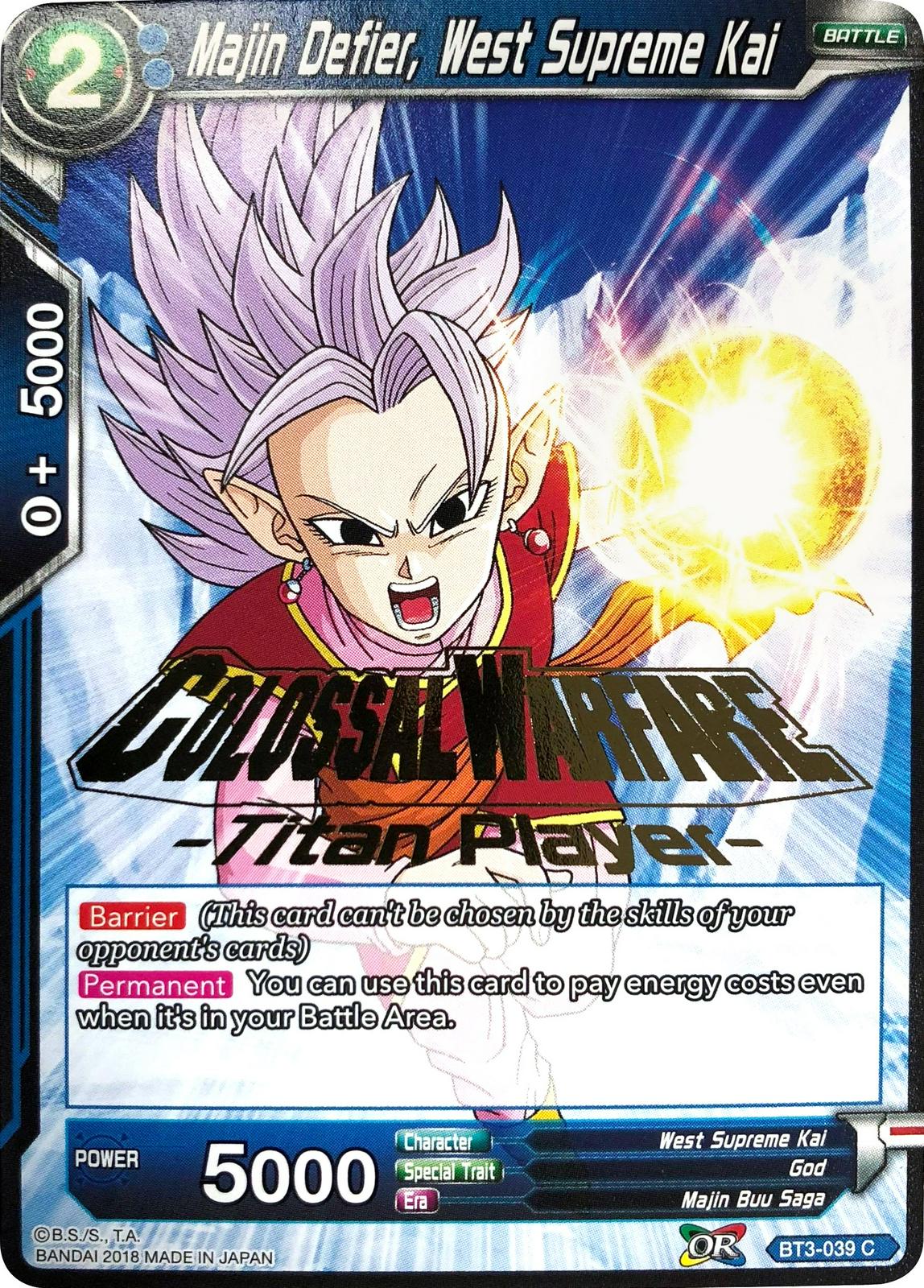 Majin Defier, West Supreme Kai [Titan Player Stamped] BT3-039 Dragon Ball Super Divine Multiverse Release Promos