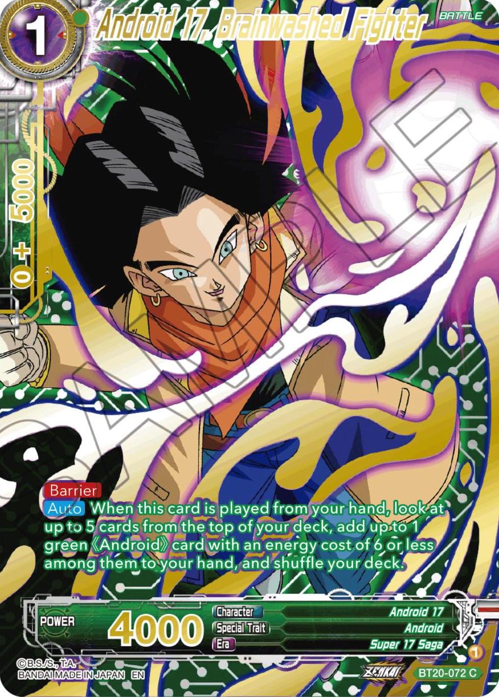 Android 17, Brainwashed Fighter [Gold Stamped Foil] BT20-072 Dragon Ball Super Power Absorbed