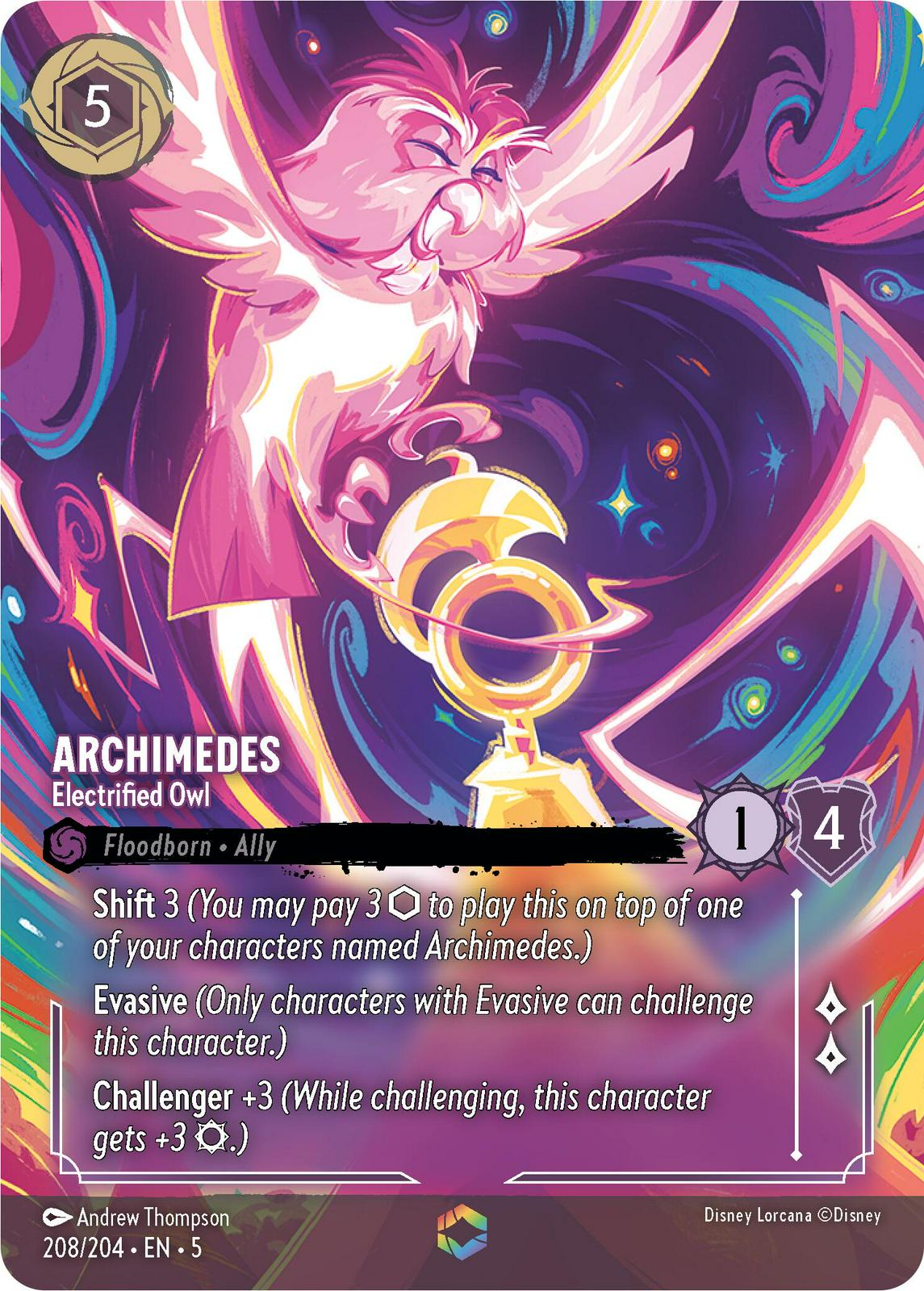 Archimedes - Electrified Owl #208 Lorcana Shimmering Skies