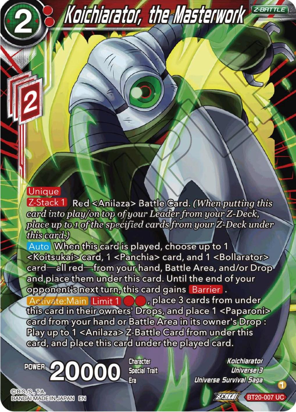 Koichiarator, the Masterwork [Foil] BT20-007 Dragon Ball Super Power Absorbed