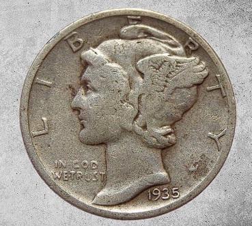 1935 D [DOUBLE DIE] Coins Mercury Dime