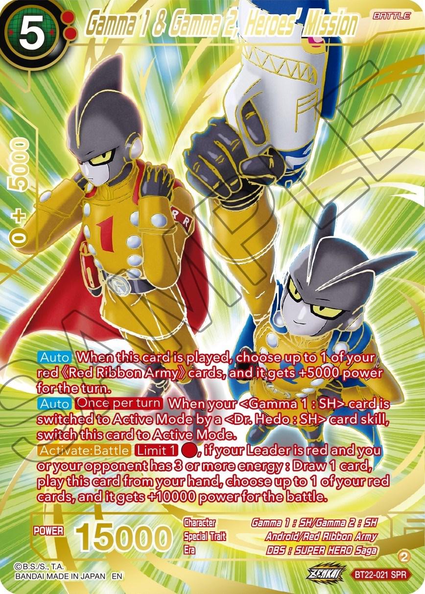 Gamma 1 & Gamma 2, Heroes' Mission [SPR Foil] BT22-021 Dragon Ball Super Critical Blow