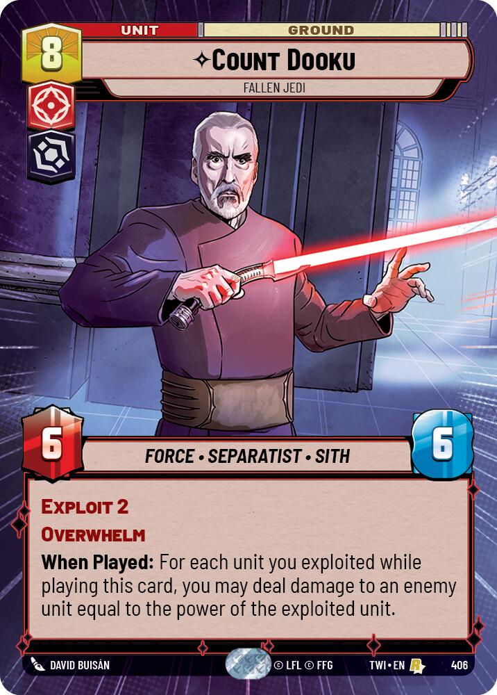 Count Dooku - Fallen Jedi [Hyperspace Foil] #406 Star Wars Unlimited: Twilight of the Republic