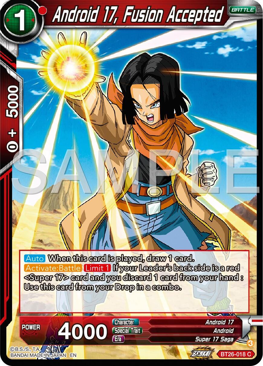 Android 17, Fusion Accepted BT26-018 Dragon Ball Super Ultimate Advent