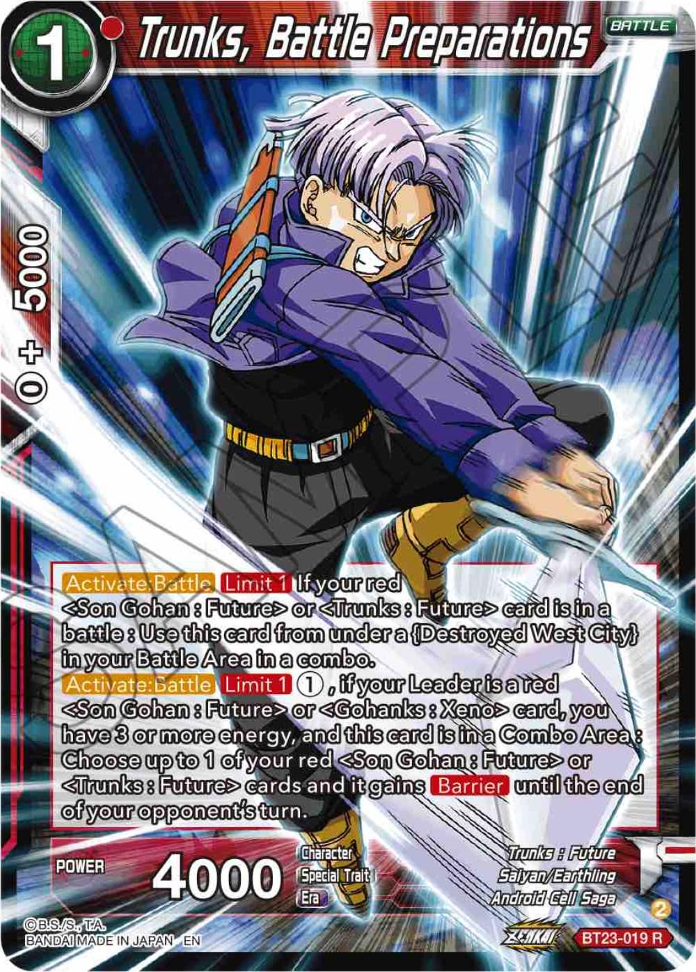 Trunks, Battle Preparations [Foil] BT23-019 Dragon Ball Super Perfect Combination