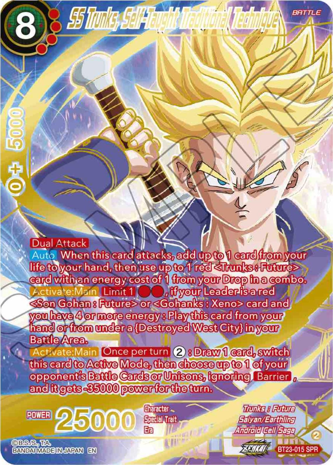 SS Trunks, Self-Taught Traditional Technique [SPR Foil] BT23-015 Dragon Ball Super Perfect Combination