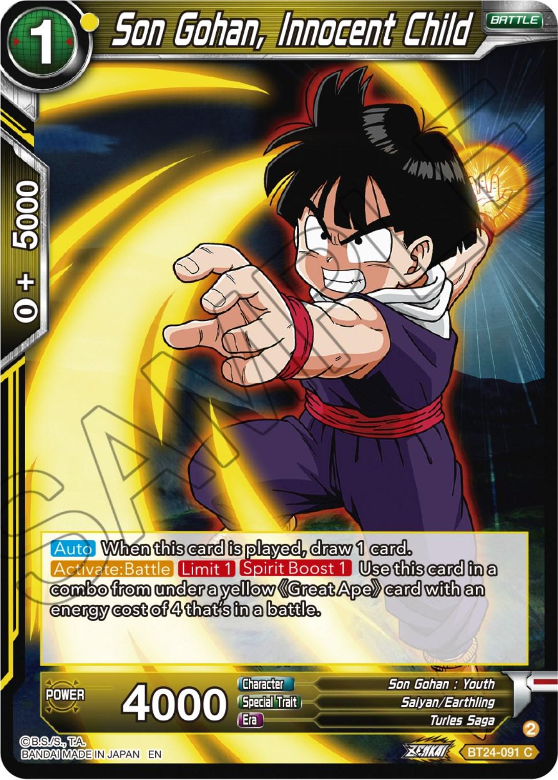 Son Gohan, Innocent Child BT24091 Prices Dragon Ball Super Beyond Generations Dragon Ball Cards