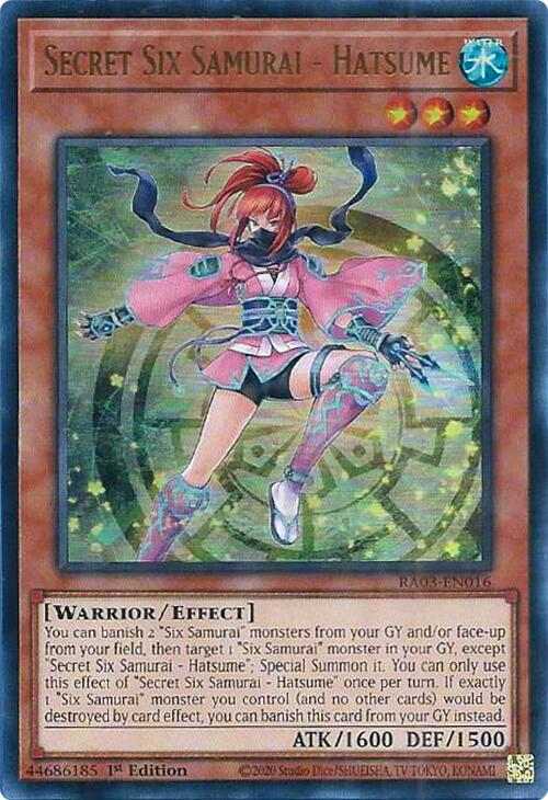 Secret Six Samurai - Hatsume [Quarter Century Secret Rare] RA03-EN016 YuGiOh Quarter Century Bonanza