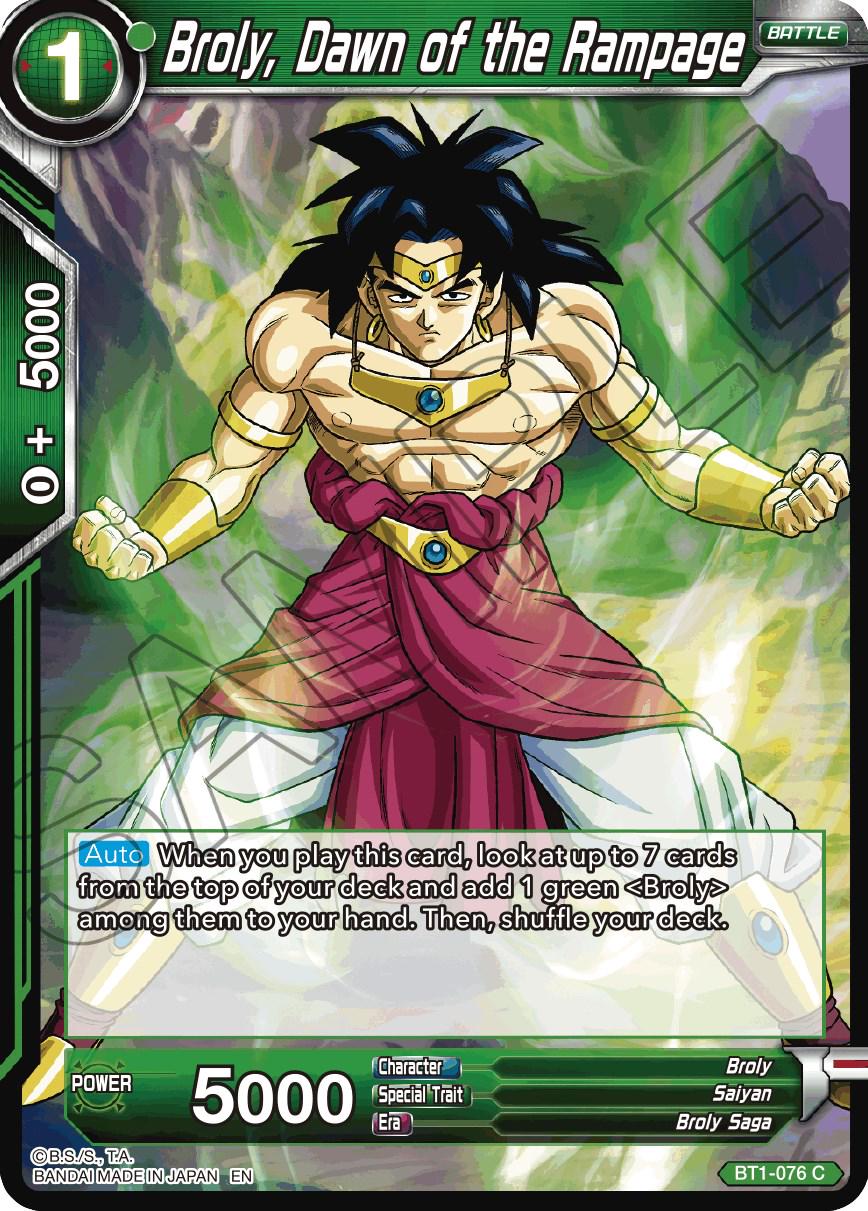 Broly, Dawn of the Rampage [Reprint Foil] BT1-076 Dragon Ball Super Battle Evolution Booster