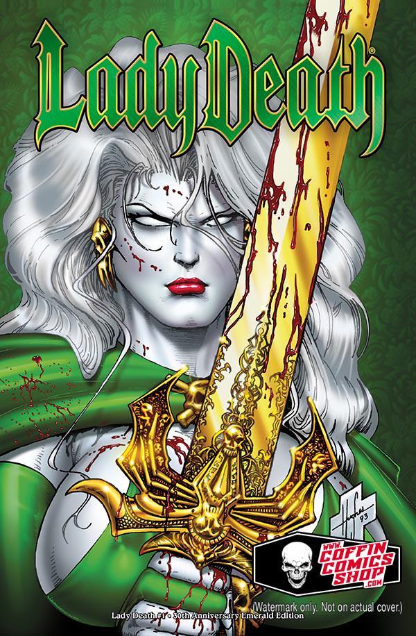 Lady Death: The Reckoning 30th Anniversary Edition [Hughes Emerald] #1 (2024) Comic Books Lady Death: The Reckoning