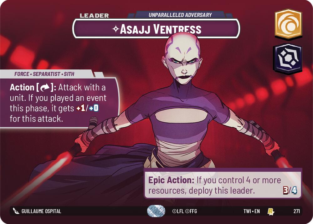 Asajj Ventress - Unparalleled Adversary [Showcase Foil] #271 Star Wars Unlimited: Twilight of the Republic