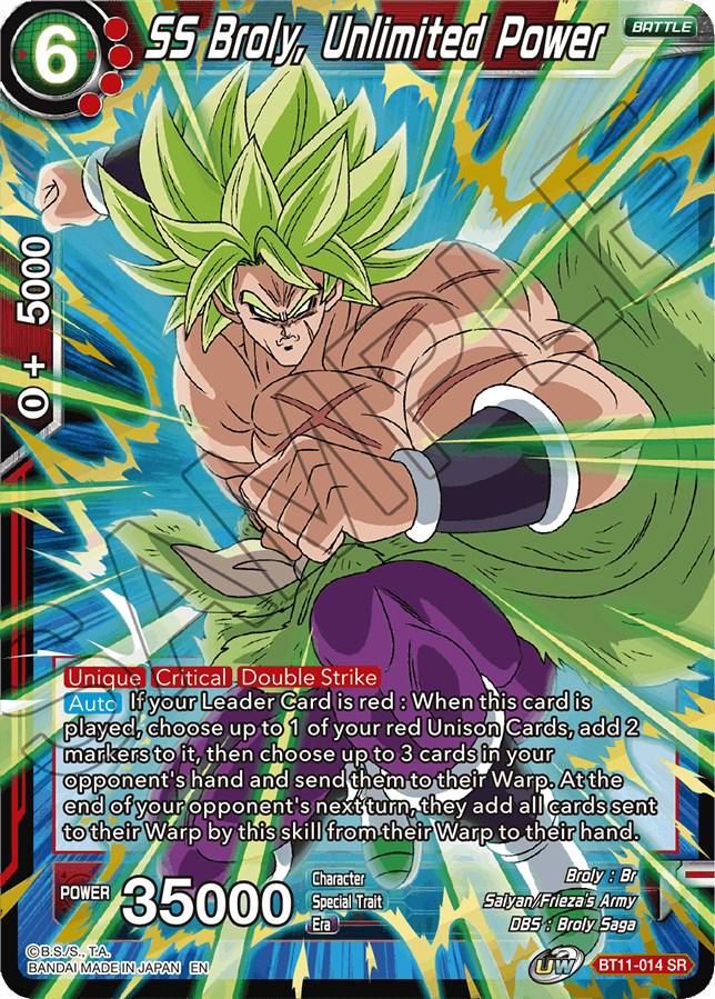 SS Broly, Unlimited Power BT11-014 Dragon Ball Super Vermilion Bloodline