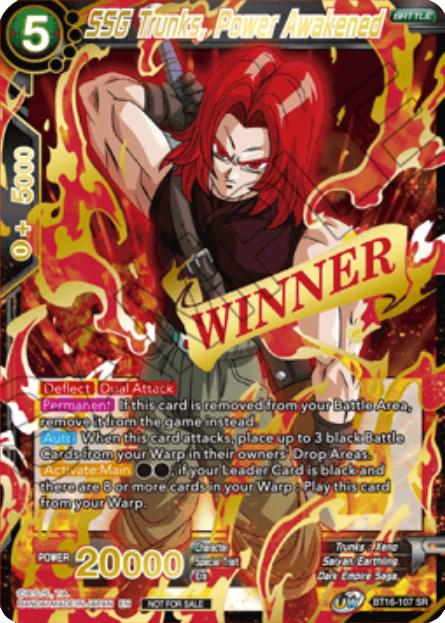 SSG Trunks, Power Awakened [Winner Stamped Foil] BT16-107 Dragon Ball Super Divine Multiverse Release Promos