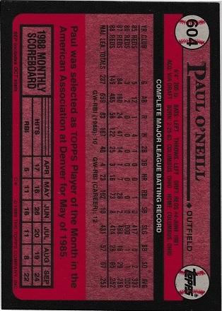 Paul O'Neill #604 Prices | 1989 Topps | Baseball Cards