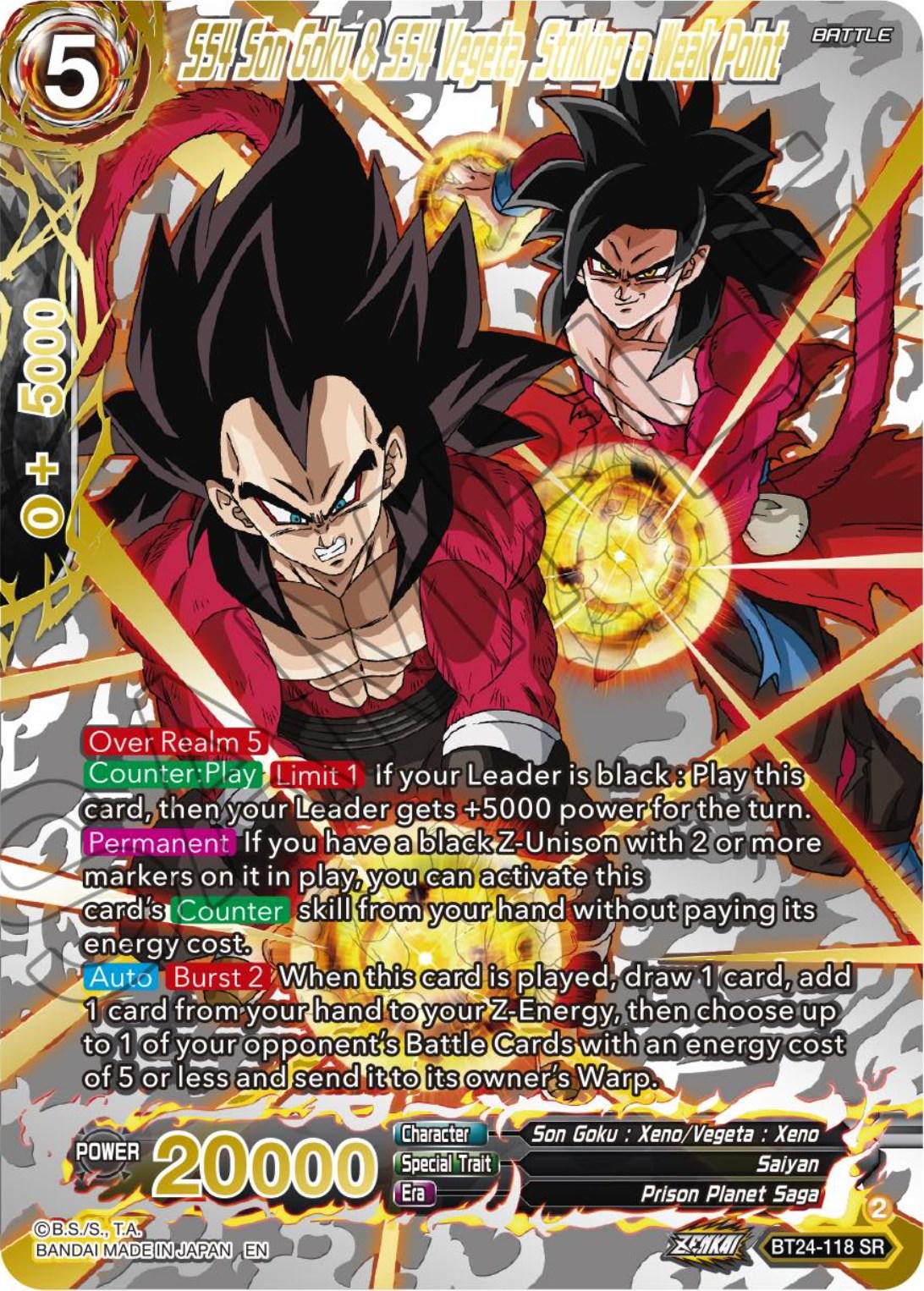 SS4 Son Goku & SS4 Vegeta, Striking a Weak Point [Gold Foil] BT24-118 Dragon Ball Super Beyond Generations